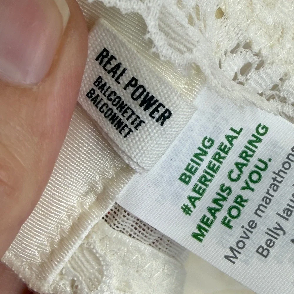 NWOT Aerie Real‎ Power Balconette Bra Lace Ivory 34D